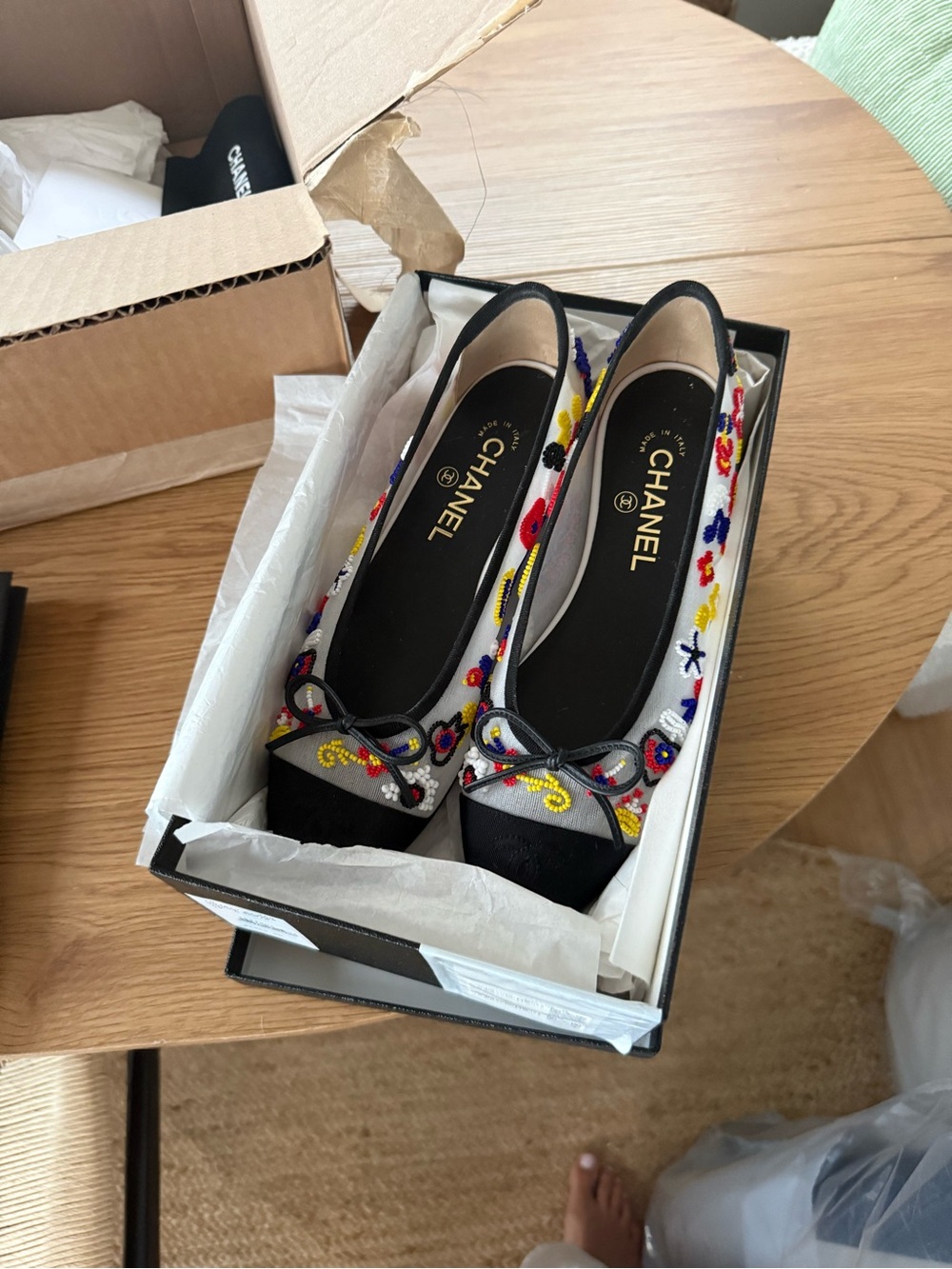 Chanel Coco Beach ‘26 Embroidered Mesh / Grosgrain Flats BRAND NEW IN BOX